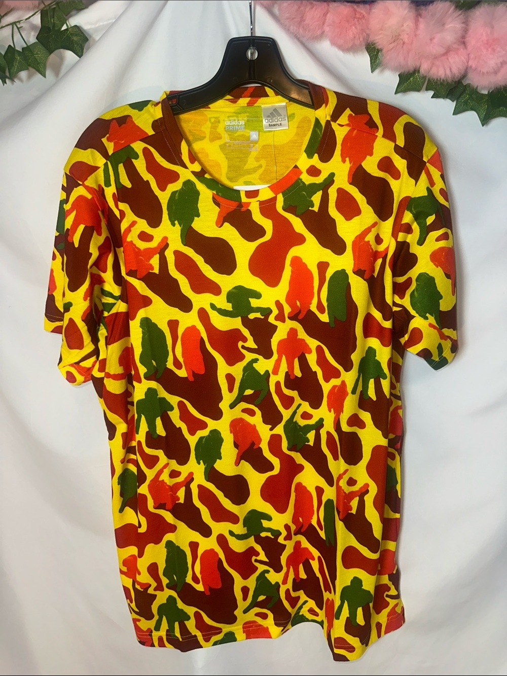 adidas Yellow Red Green Camo Graphic Tee Pharrell Williams